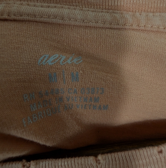 Aerie Tan Orange Distressed Cropped Relaxed Fit Long Sleeve Tee Shirt - Picture 4 of 7